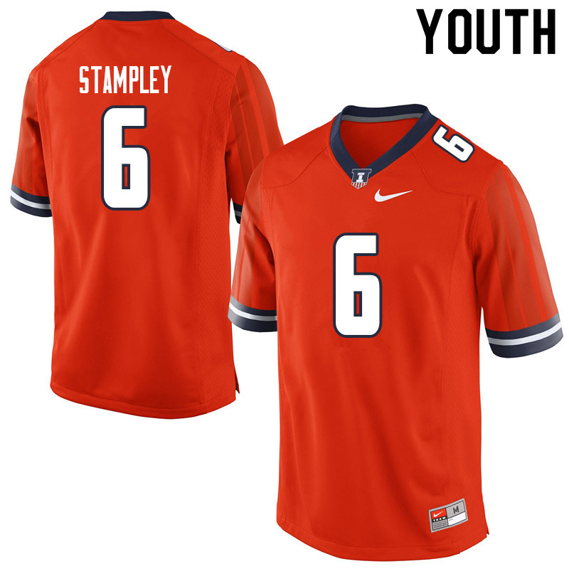 Youth #6 Dominic Stampley Illinois Fighting Illini College Football Jerseys Sale-Orange